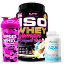 Pack Iso Whey Woman 2 Lbs + Aqua Dry 90 Caps Nutrivital + Shaker Camo Pink - Suples.cl