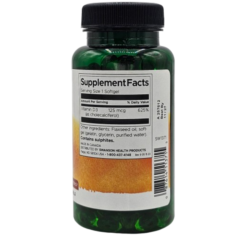 Vitamina D3 5.000IU(125mcg por Softgels) - 250Softgels Swanson