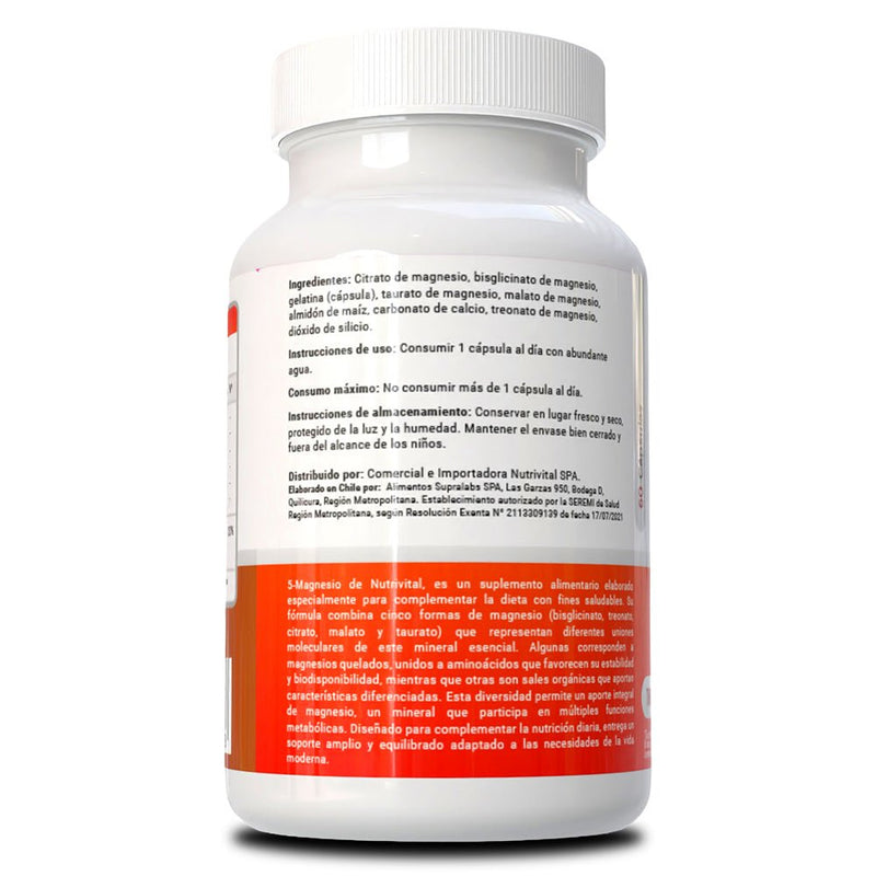 5 Magnesio 60 Cápsulas Nutrivital - Suples.cl