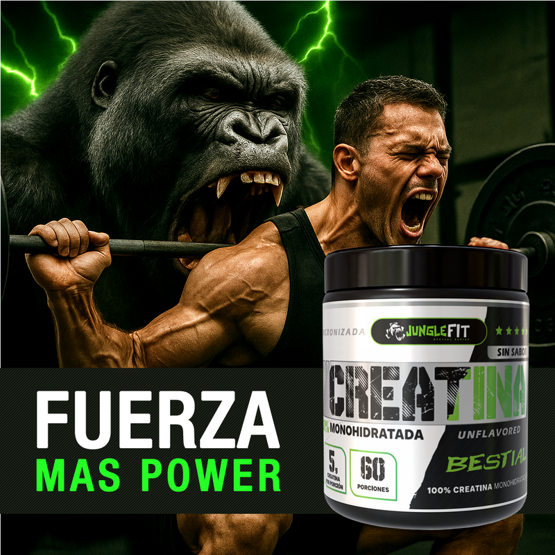 Creatina Monohidratada 300gr Microlizada JungleFit polvo 60 porciones