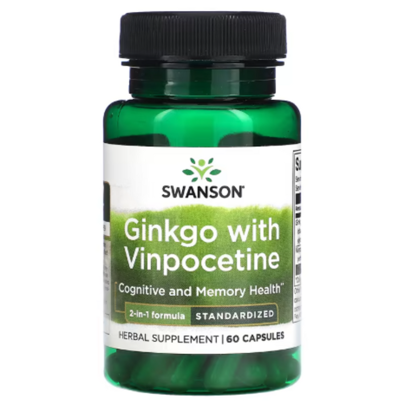 Ginkgo With Vinpocetine 2 in 1 - 60 Cápsulas Swanson