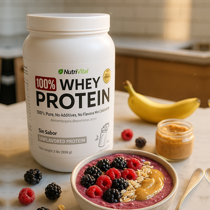 Whey Protein for Chef de Nutrivital 2lbs Sin Sabor con enzima Lactasa