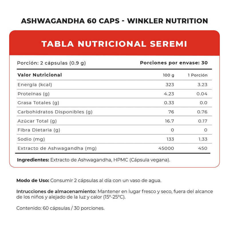 Ashwagandha 60 Caps Winkler Nutrition - Suples.cl