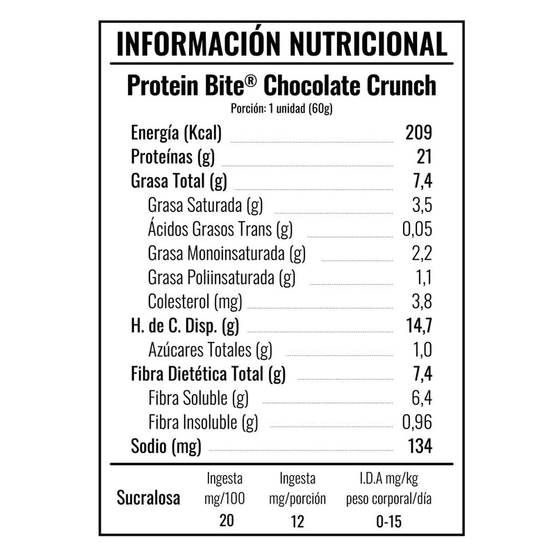 Barrita Protein Bite Chocolate Crunch 60g Your Goal - Suples.cl