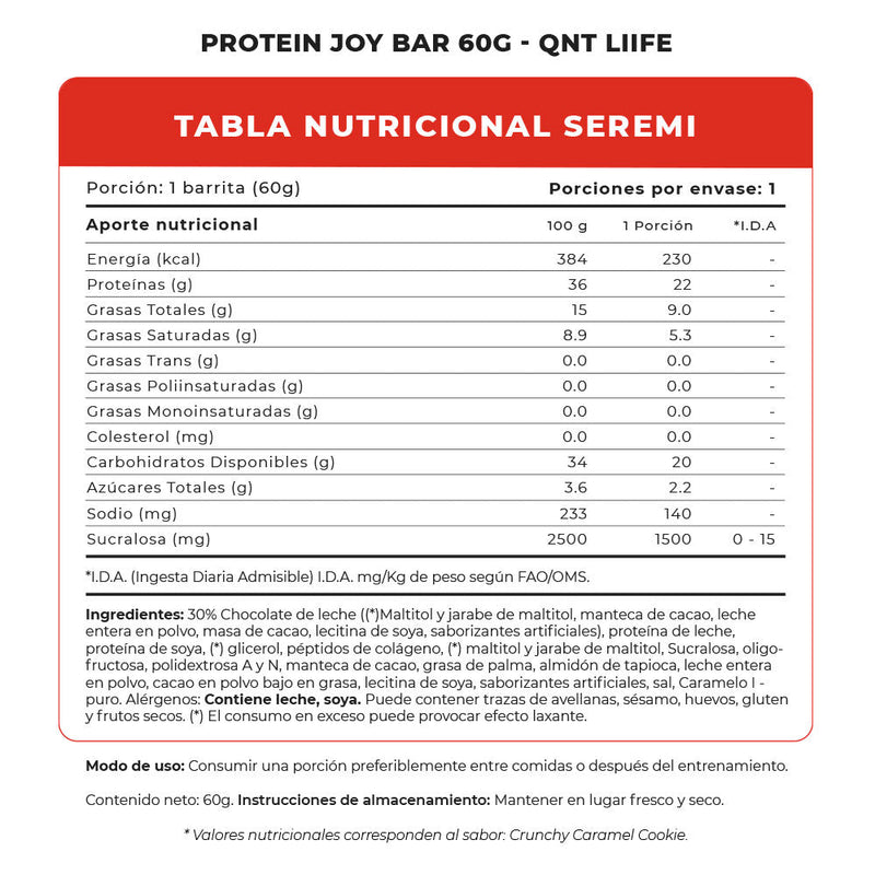 Barrita Protein Joy Bar 60 Grs QNT - Suples.cl