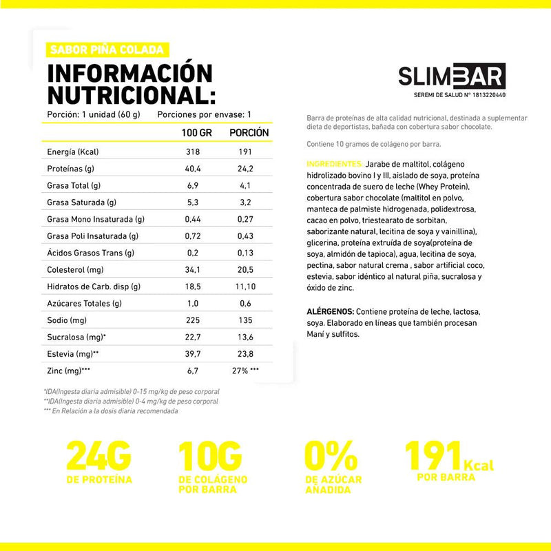 Caja Barritas de Proteína 60 Grs 12 Unidades Slimbar - Suples.cl
