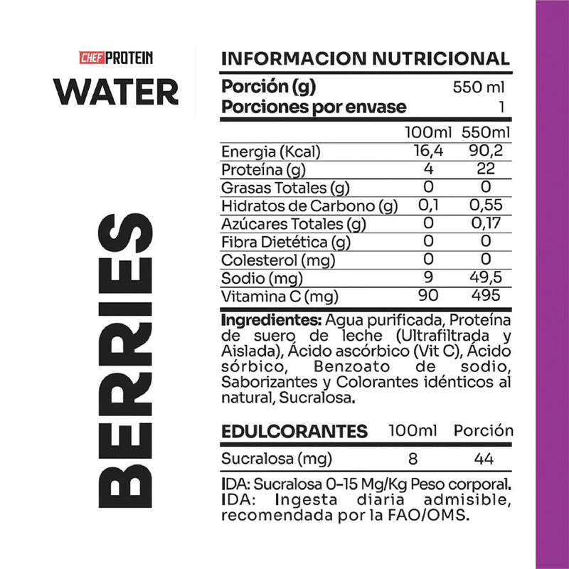 Chef Protein Water 550ml - Suples.cl