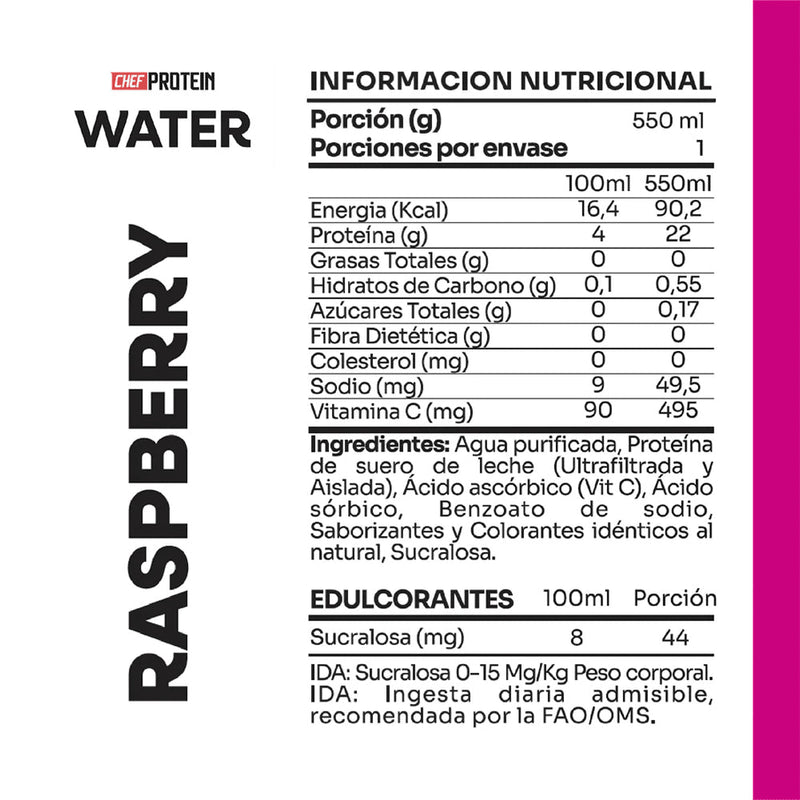 Chef Protein Water 550ml - Suples.cl