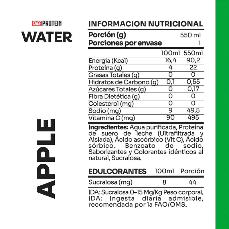 Chef Protein Water 550ml - Suples.cl