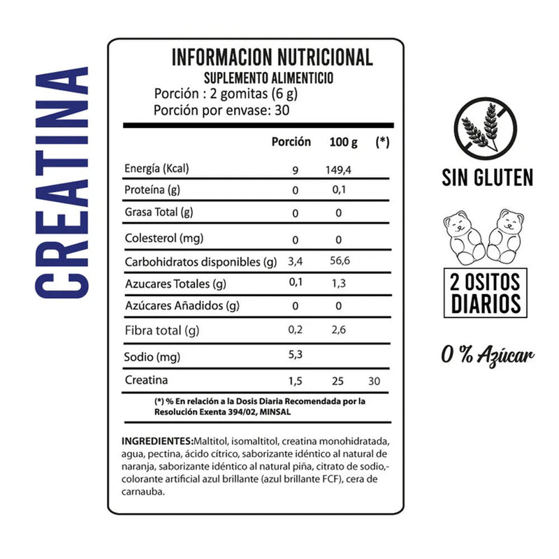 Creatina 100% Monohidrato 60 Gomitas Perfect Bear - Suples.cl
