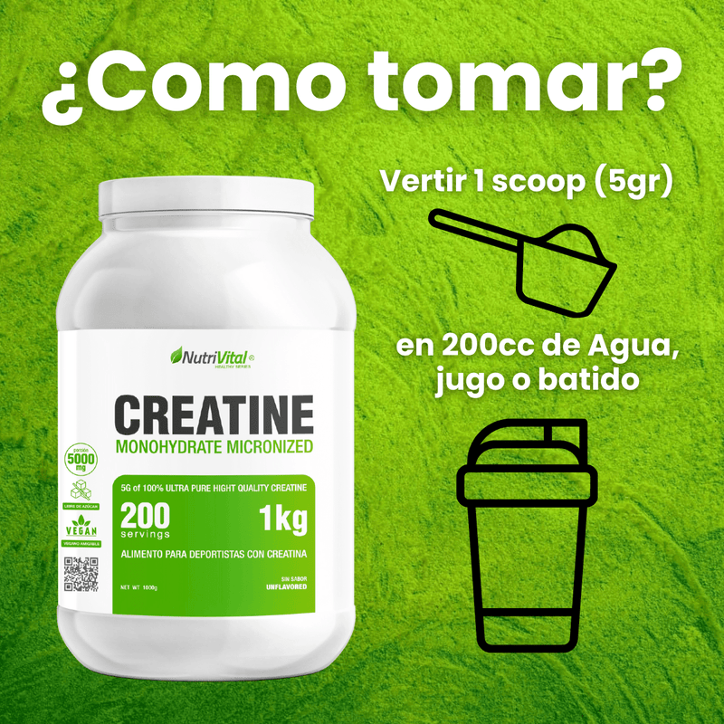 Creatina Monohidratada 1000gr 1kg Micronizada de Nutrivital - Suples.cl