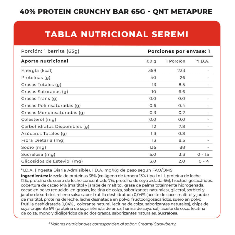 Barrita 40% Protein Crunchy Bar 65 Grs QNT