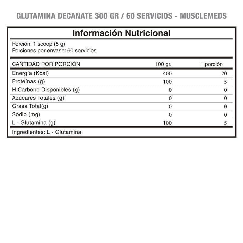 Glutamina Decanate 300 Grs / 60 Serv Musclemeds