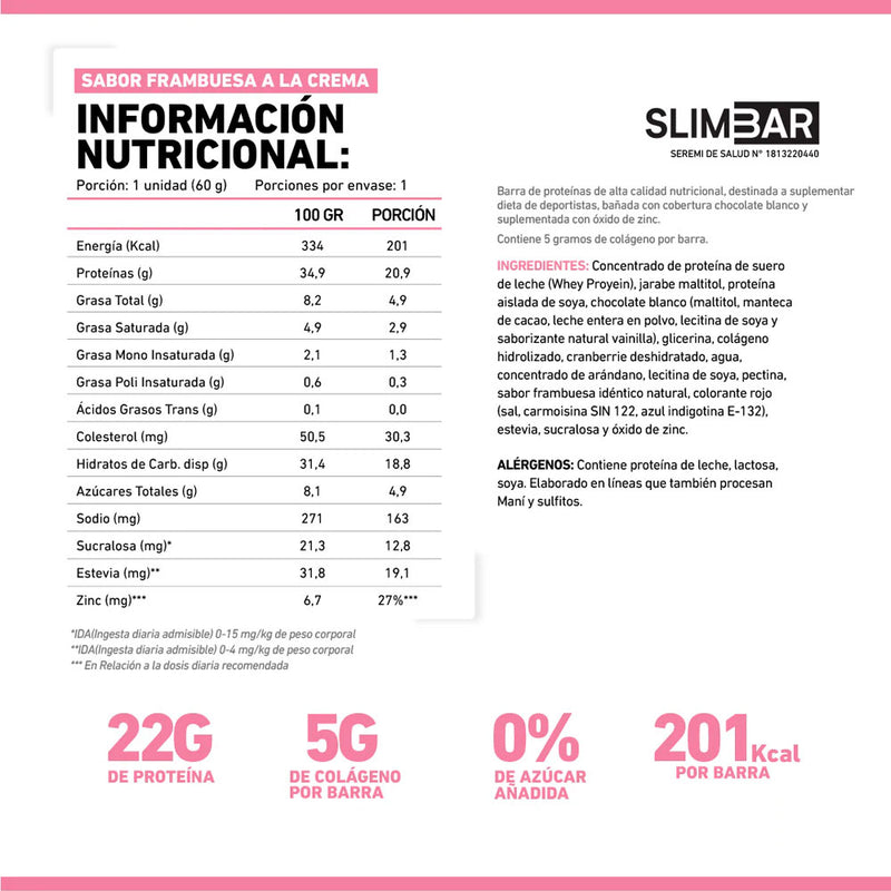 Caja Barritas de Proteína 60 Grs 12 Unidades Slimbar