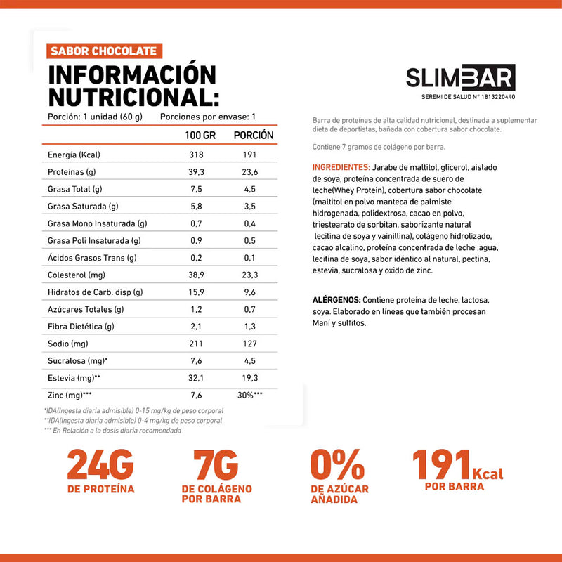 Nueva Barrita de Proteínas 60 Grs Slimbar