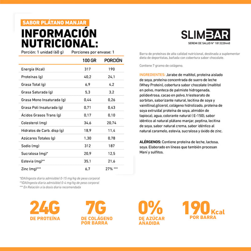 Nueva Barrita de Proteínas 60 Grs Slimbar