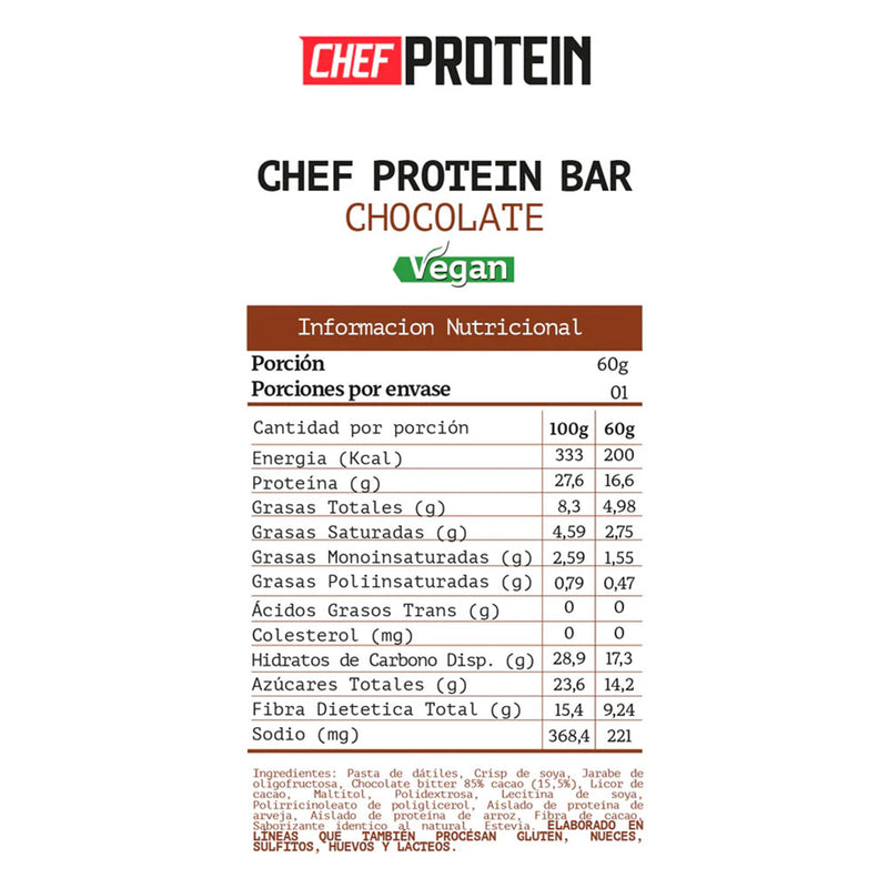 Barrita Chef Protein Bar Vegan 60 Grs
