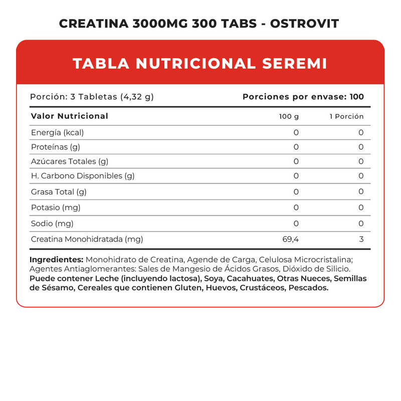 Creatina Monohidrato 3000mg 300 Tabs Ostrovit