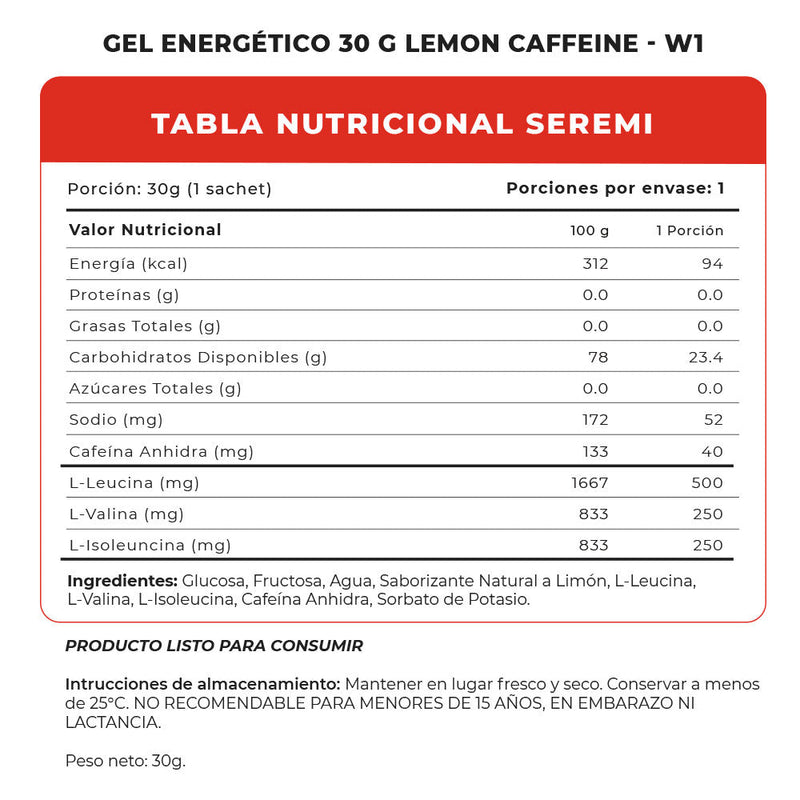 Gel Energético con Cafeína 30 Grs Winkler Nutrition