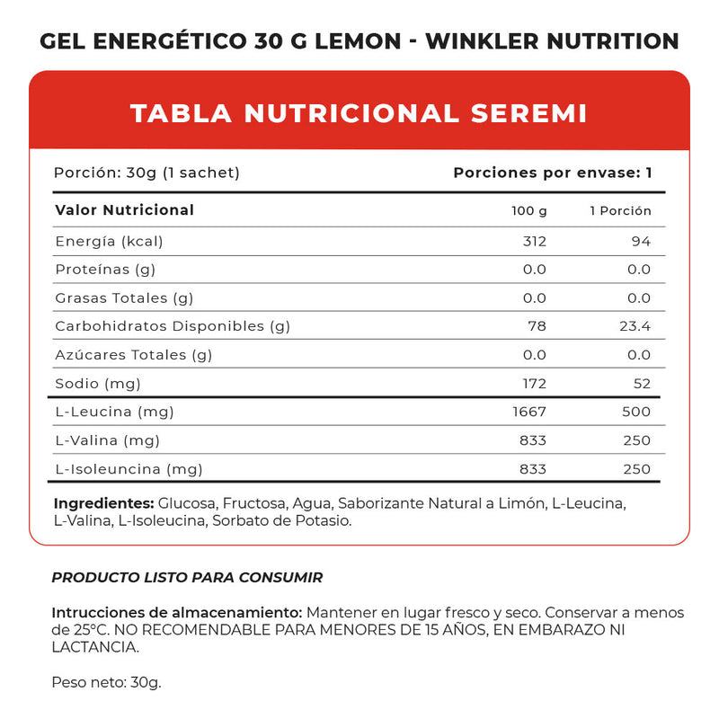 Gel Energético 30 Grs Winkler Nutrition