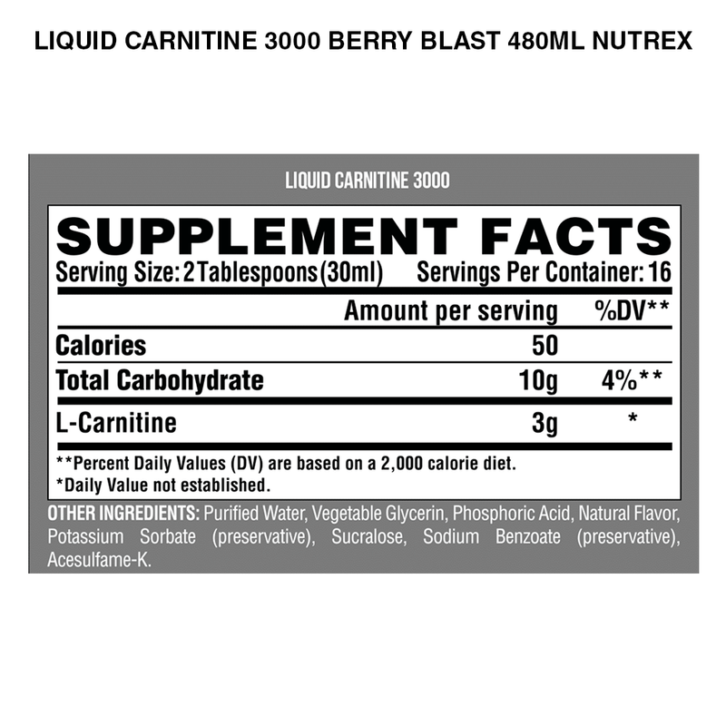 Liquid Carnitine 3000 480 Ml Nutrex