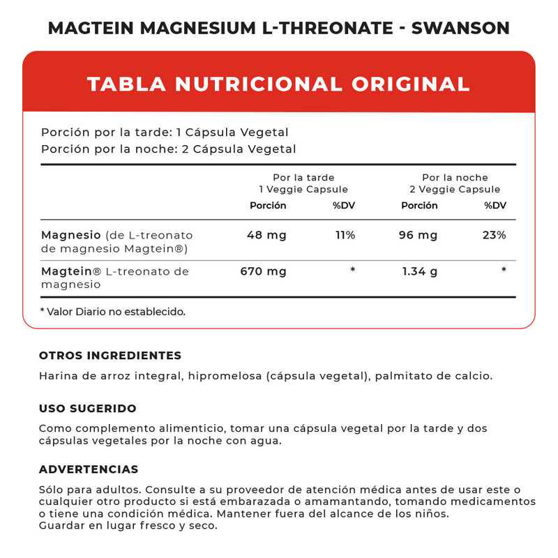 Magtein Magnesium L-Threonate 90 Veggie Caps Swanson