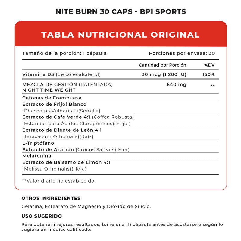 Nite Burn 30 Caps BPI Sports