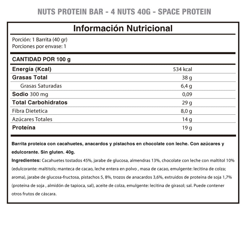 Barrita Nuts 40 Grs Space Protein