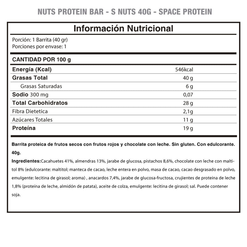 Barra Cereal Space Protein Nuts 40g
