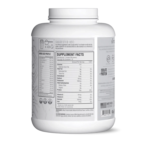 Isolate 100% Hydrolyzed Whey Protein 5 Lbs Simply Vitamins - Suples.cl