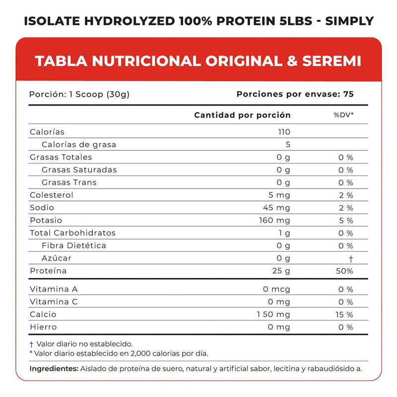 Isolate 100% Hydrolyzed Whey Protein 5 Lbs Simply Vitamins - Suples.cl
