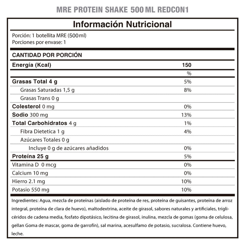 MRE Protein Shake 500ml RedCon1 - Suples.cl