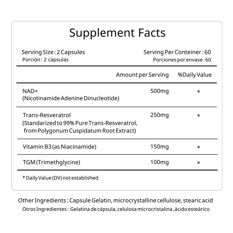 NAD+ Resveratrol 120 Caps Vitaliard - Suples.cl