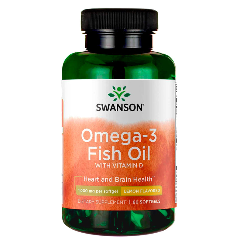 Omega 3 Fish Oil con Vitamina D 60 Softgels Swanson