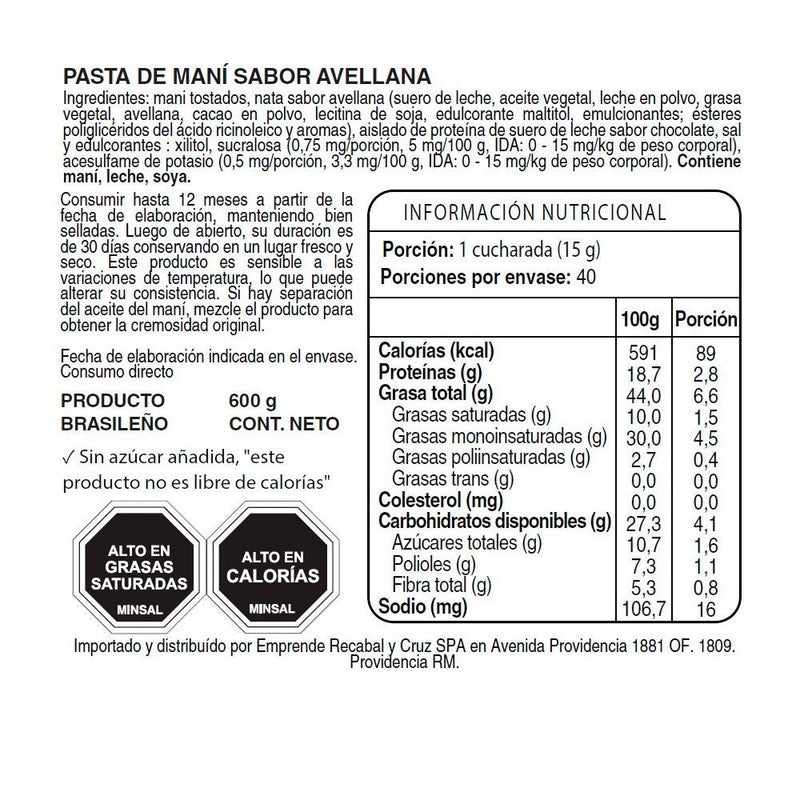 Outlet Dr Peanut Mantequilla de Maní Avellana 600 Grs - Suples.cl