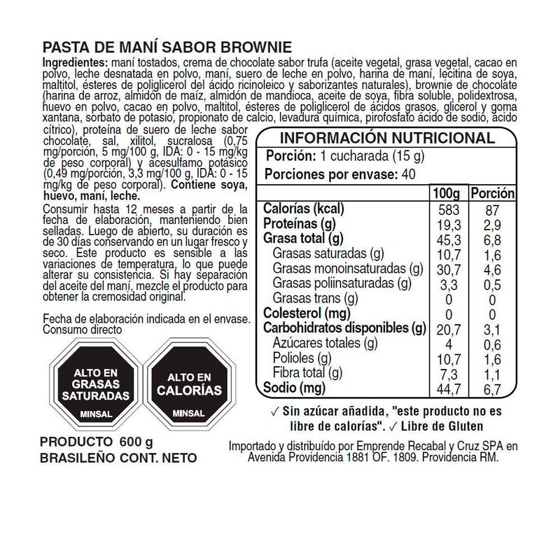 Outlet Dr Peanut Mantequilla de Maní Brownie 600 Grs - Suples.cl