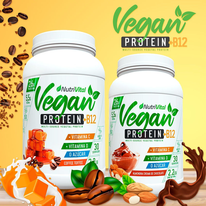 Pack 2 Vegan Protein + B12 2.2lbs 30 Serv Nutrivital - Suples.cl