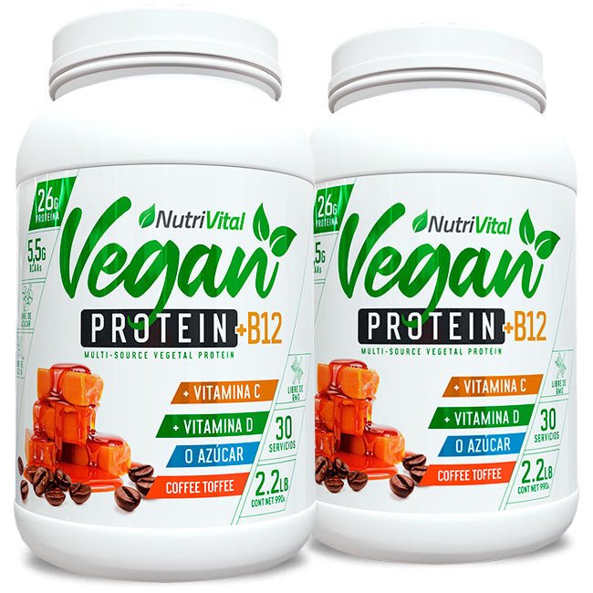 Pack 2 Vegan Protein + B12 2.2lbs 30 Serv Nutrivital - Suples.cl