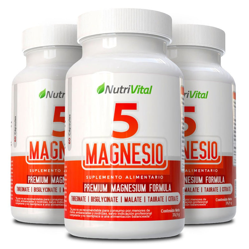 Pack 3 Unidades Penta 5 Magnesio 60 Cápsulas Nutrivital - Suples.cl