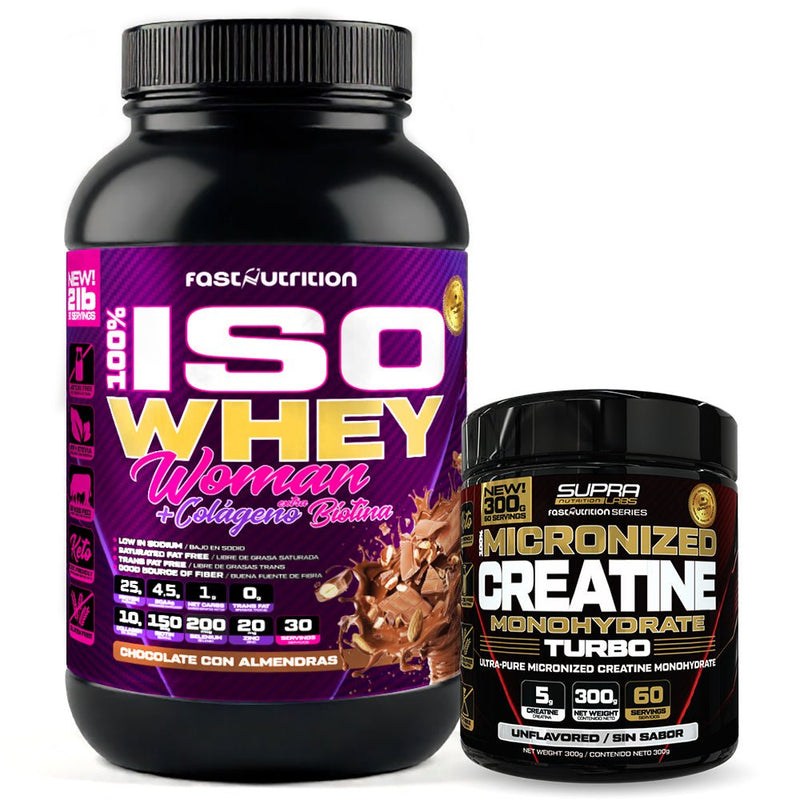 Pack Iso Whey Woman 2 Lbs + Creatina Turbo Monohidrato 300 Grs Fast Nutrition - Suples.cl