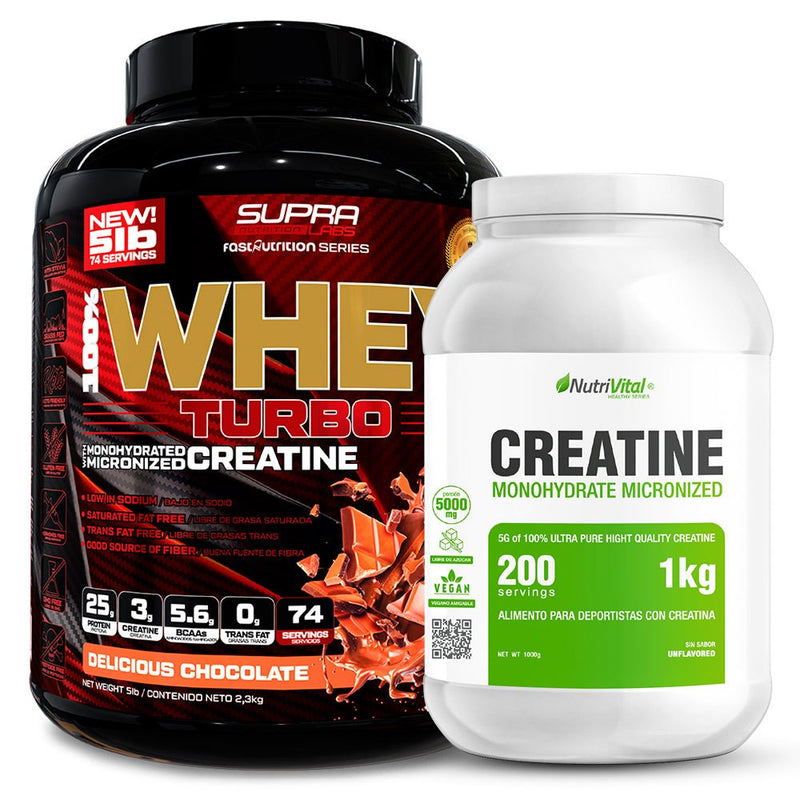 Pack Whey Turbo 5 Lbs + Creatina Monohidratada 1 Kg Nutrivital - Suples.cl