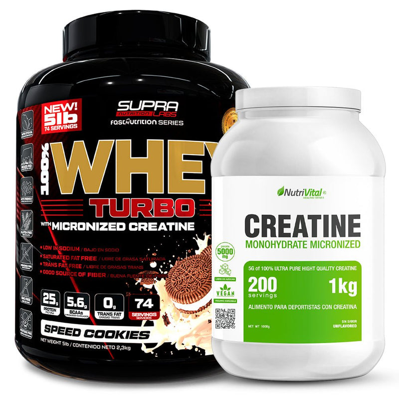 Pack Whey Turbo 5 Lbs + Creatina Monohidratada 1 Kg Nutrivital - Suples.cl