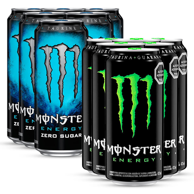 Pack 6 Monster Energy 473ml Original + 6 Monster Energy 473ml Zero Sugar