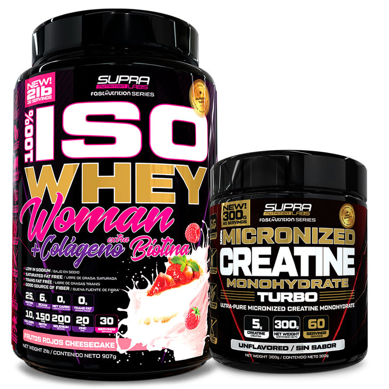 Pack Iso whey Woman 2 Lbs + Creatina Turbo 300 Grs Fast Nutrition