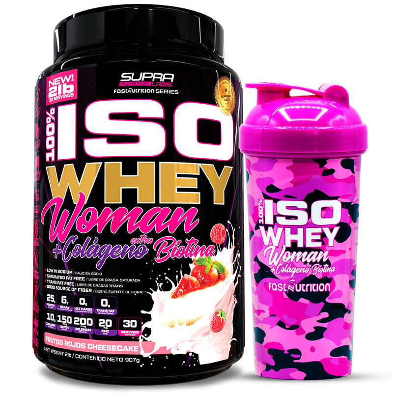 Pack Iso Whey Woman 2 lbs + Shaker Camo Pink Woman 700ml Fast Nutrition