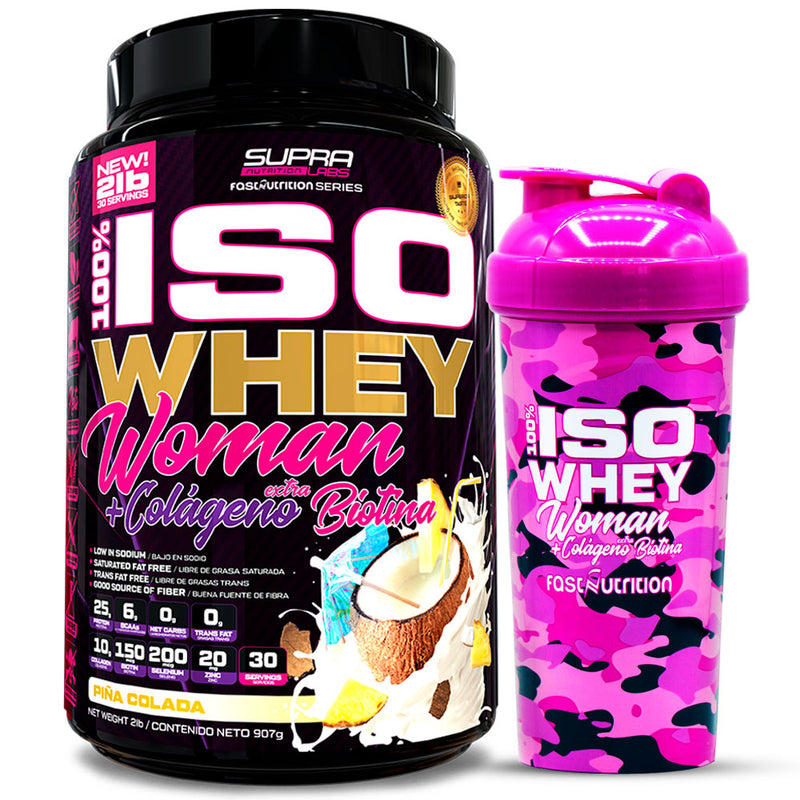 Pack Iso Whey Woman 2 lbs + Shaker Camo Pink Woman 700ml Fast Nutrition