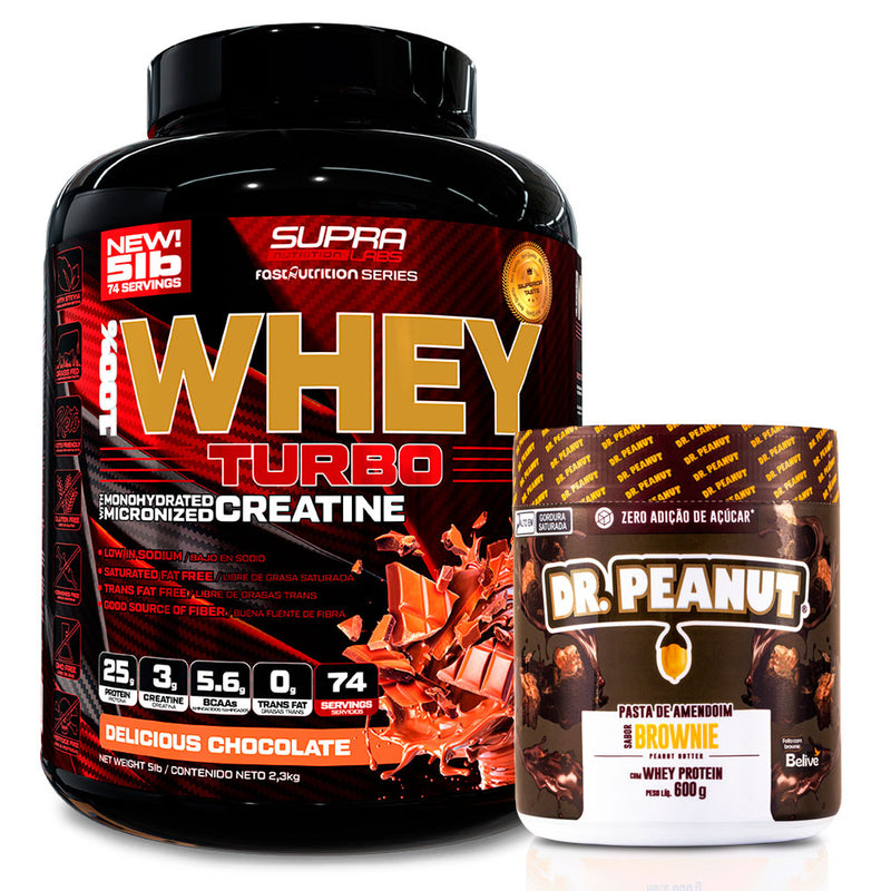 Pack 100% Whey Turbo 5 Lbs + Dr Peanut Mantequilla de Maní 600g