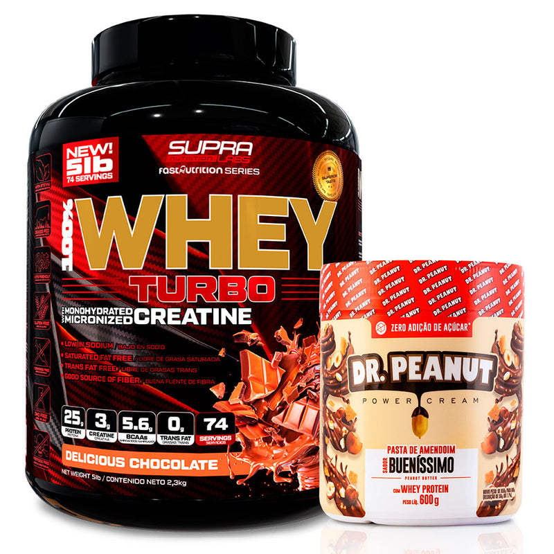 Pack 100% Whey Turbo 5 Lbs + Dr Peanut Mantequilla de Maní 600g