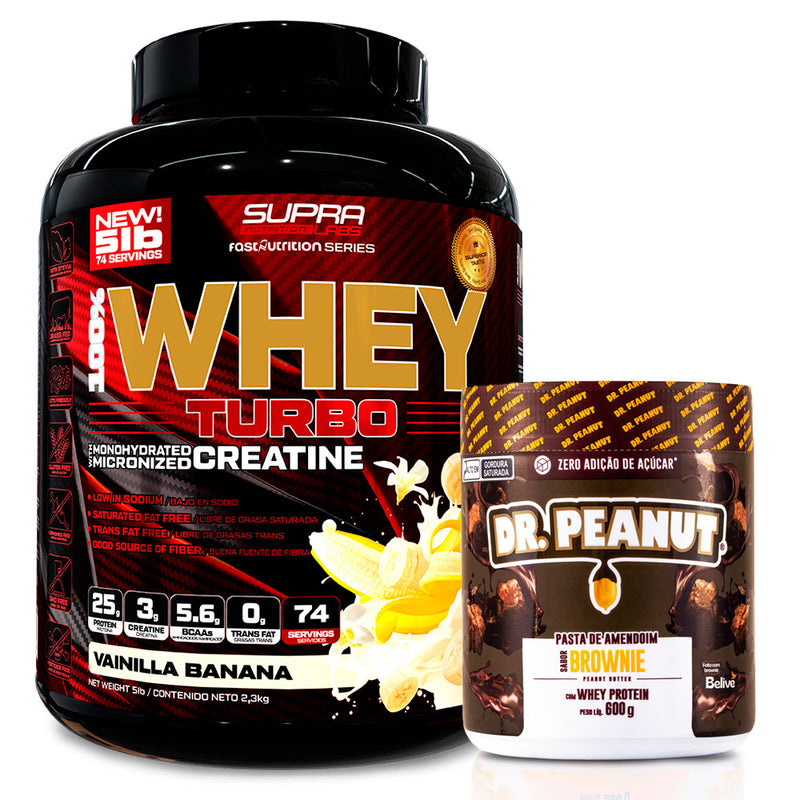 Pack 100% Whey Turbo 5 Lbs + Dr Peanut Mantequilla de Maní 600g