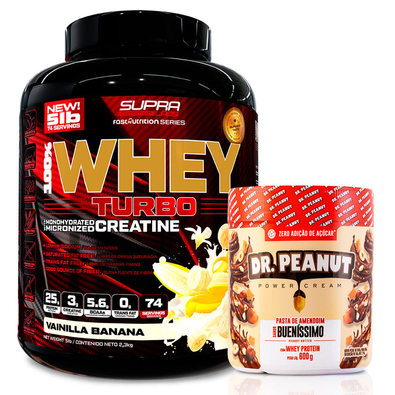 Pack 100% Whey Turbo 5 Lbs + Dr Peanut Mantequilla de Maní 600g